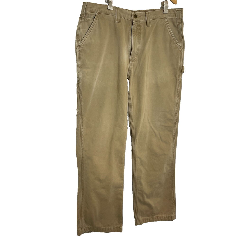 Men's 36" x 30" Carhartt Tan Flannel Lined Straight Carpenter Pants